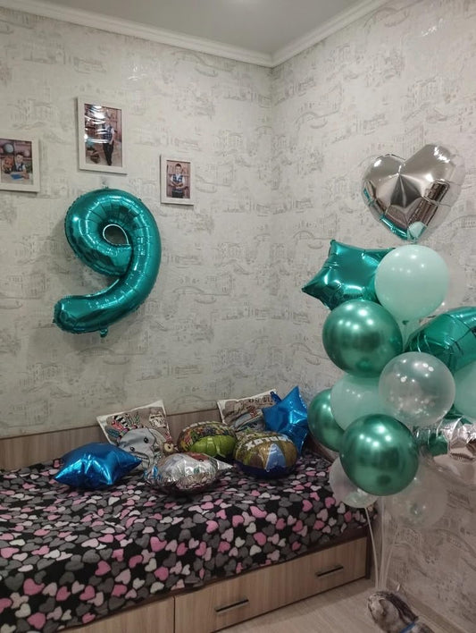 IWERP Teal 8-balloon 40inch entrance decoration for welcoming guests.
