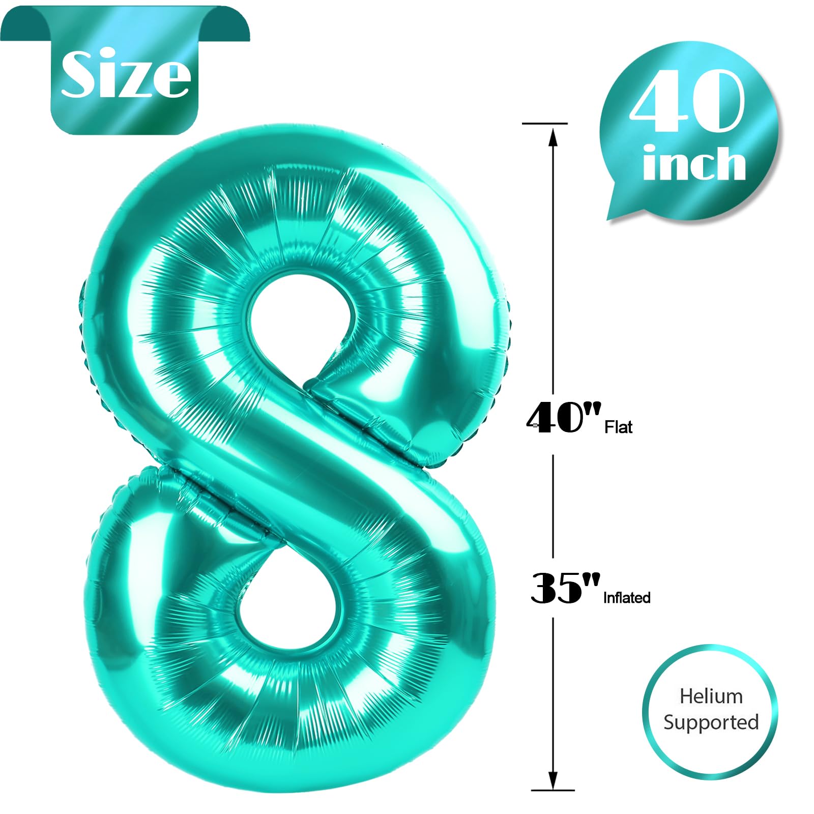IWERP Teal 8-balloon 40inch table decor for coordinated birthday settings.