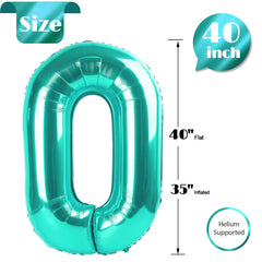 IWERP teal number 0 balloon 40-inch entrance decor inviting guests