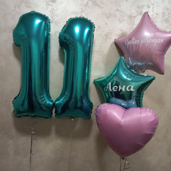 IWERP teal number 0 balloon 40-inch ready for inflation and reuse
