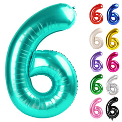 IWERP teal number 6 balloon 40-inch creates a bold 6th birthday backdrop.