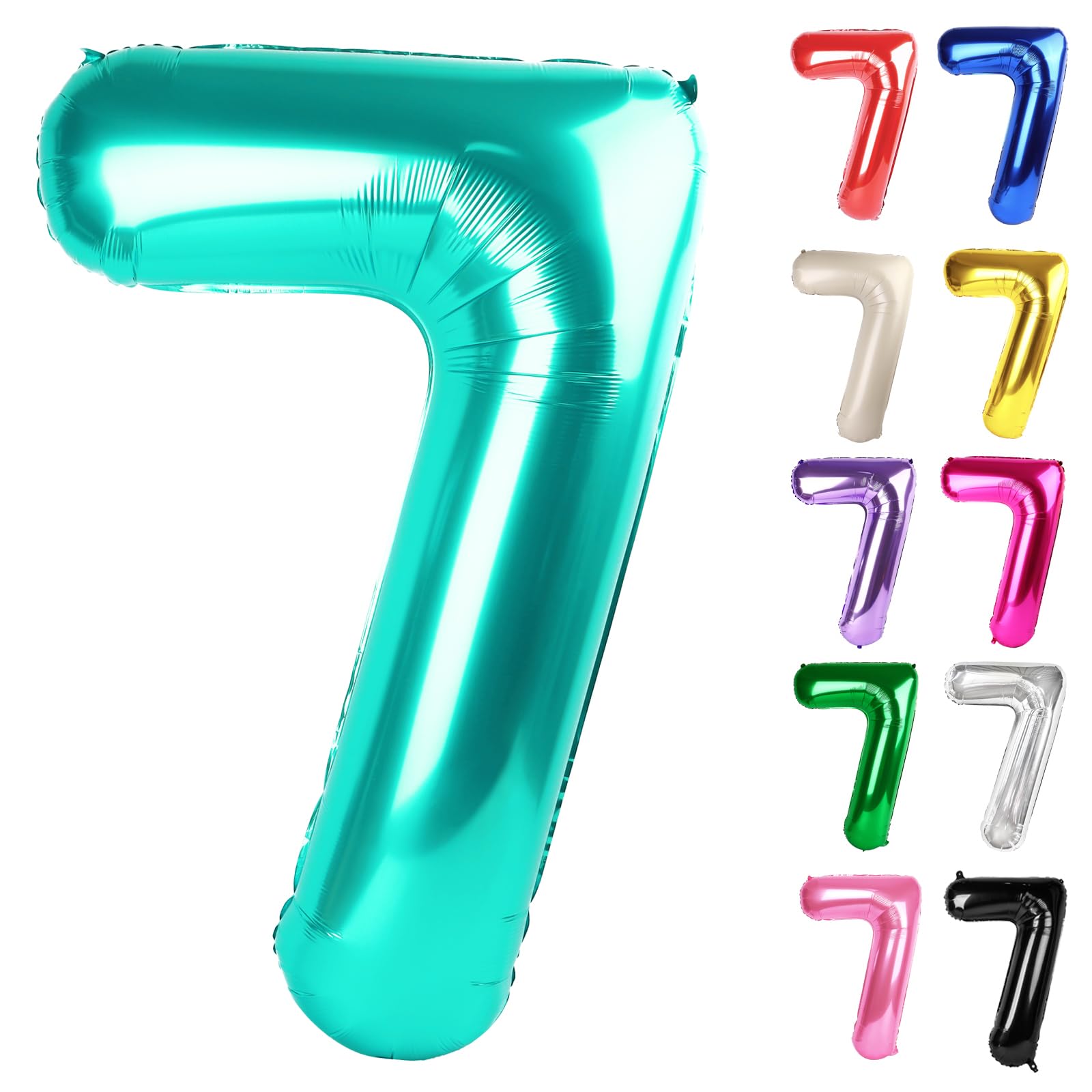 IWERP Teal 40-Inch Number 7 balloon for eye-catching birthday photos.