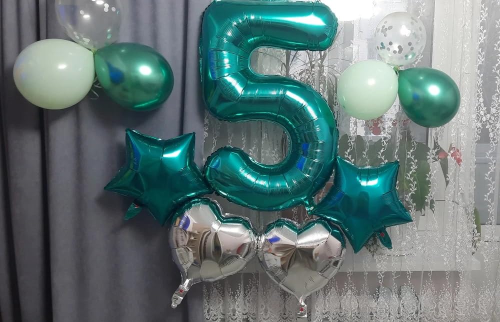IWERP Teal Number 7 balloon as stage centerpiece for the party.