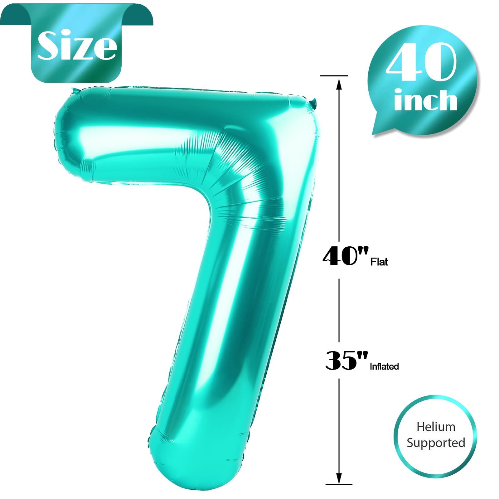 IWERP Teal Number 7 balloon adds elegant decor to walls.