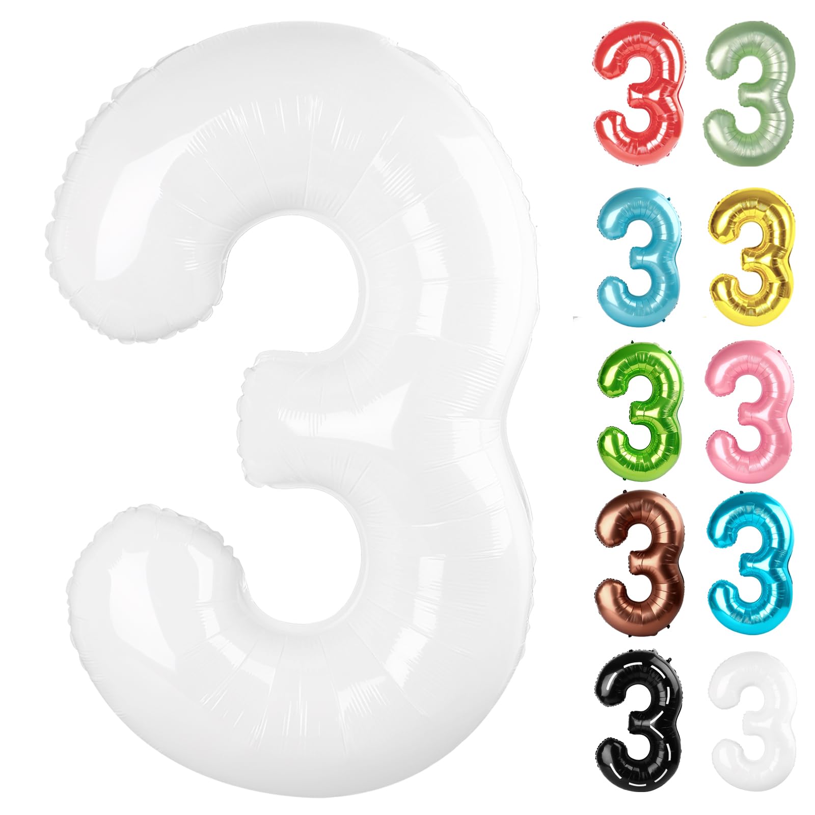 IWERP white 3-balloon 40inch creates a bold birthday focal point for photos