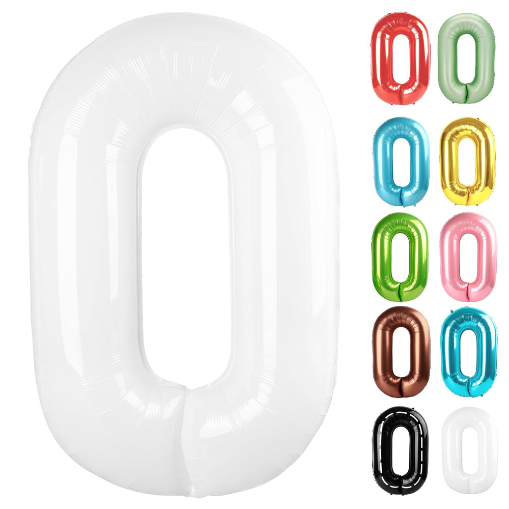 IWERP White Number 0 Balloon 40-Inch for striking photo backdrops and festive ambiance.