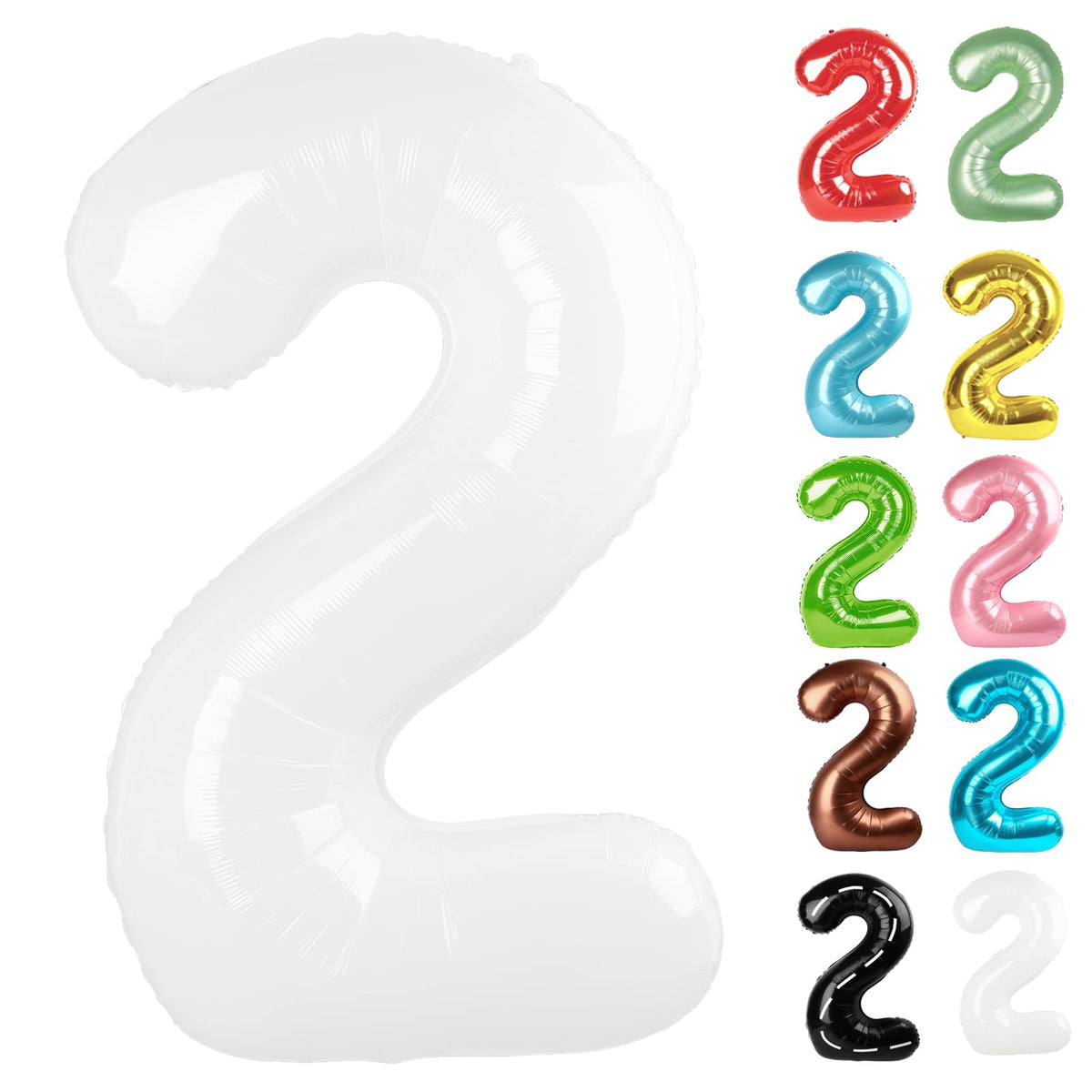 IWERP white number 2 balloon 40inch perfect for bold photos and party backdrops.