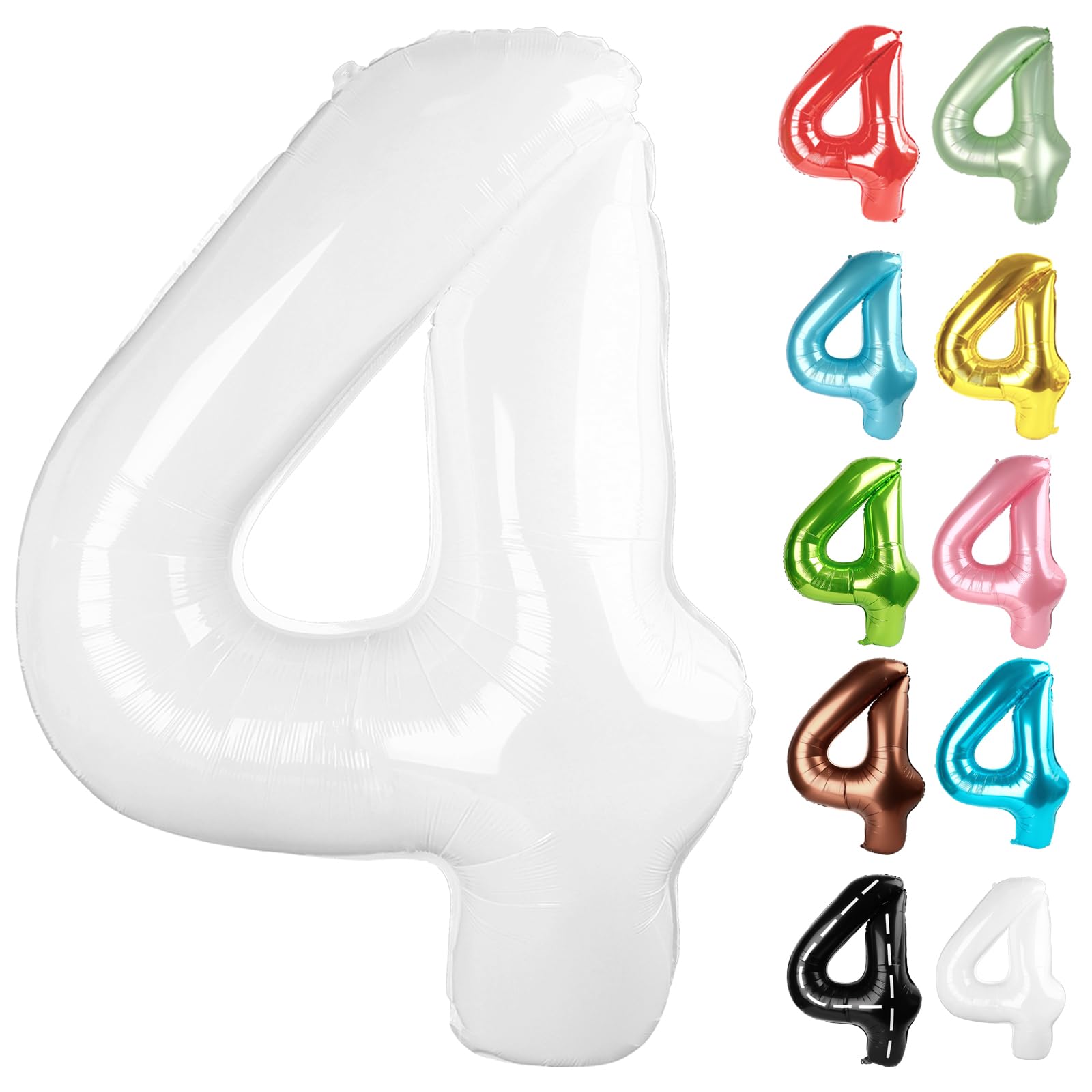 IWERP White Number 4 balloon, 40-inch, ideal for a bold photo backdrop.