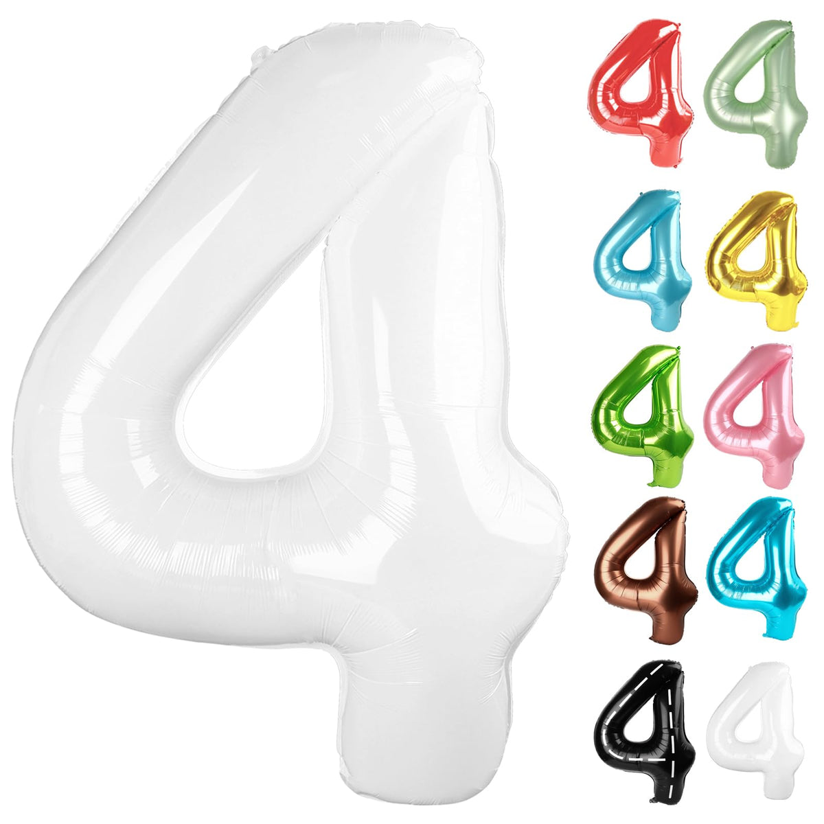IWERP White Number 4 balloon, 40-inch, ideal for a bold photo backdrop.