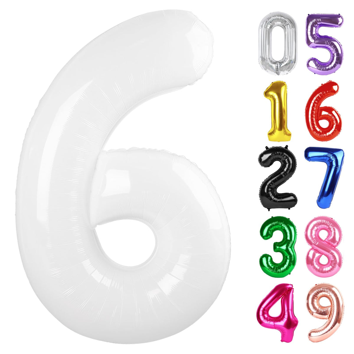 IWERP white number 6 40-inch balloon close-up, glamorous centerpiece for celebrations