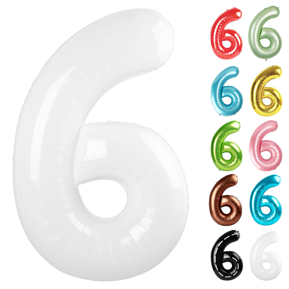 IWERP White Number 6 Balloon 40 Inch for striking birthday photos.