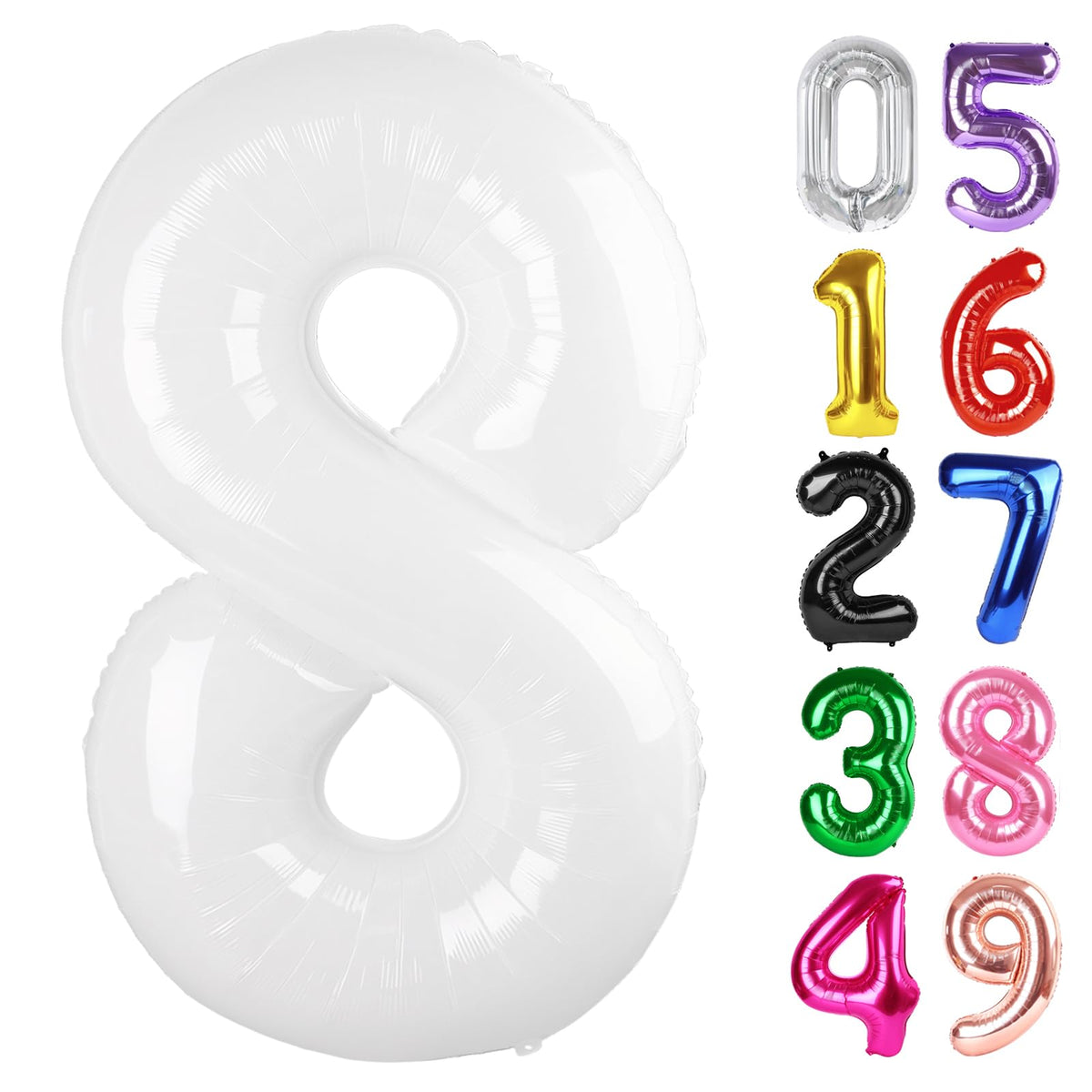 IWERP White Number 8 balloon 40-inch creates a bold photo backdrop for celebrations