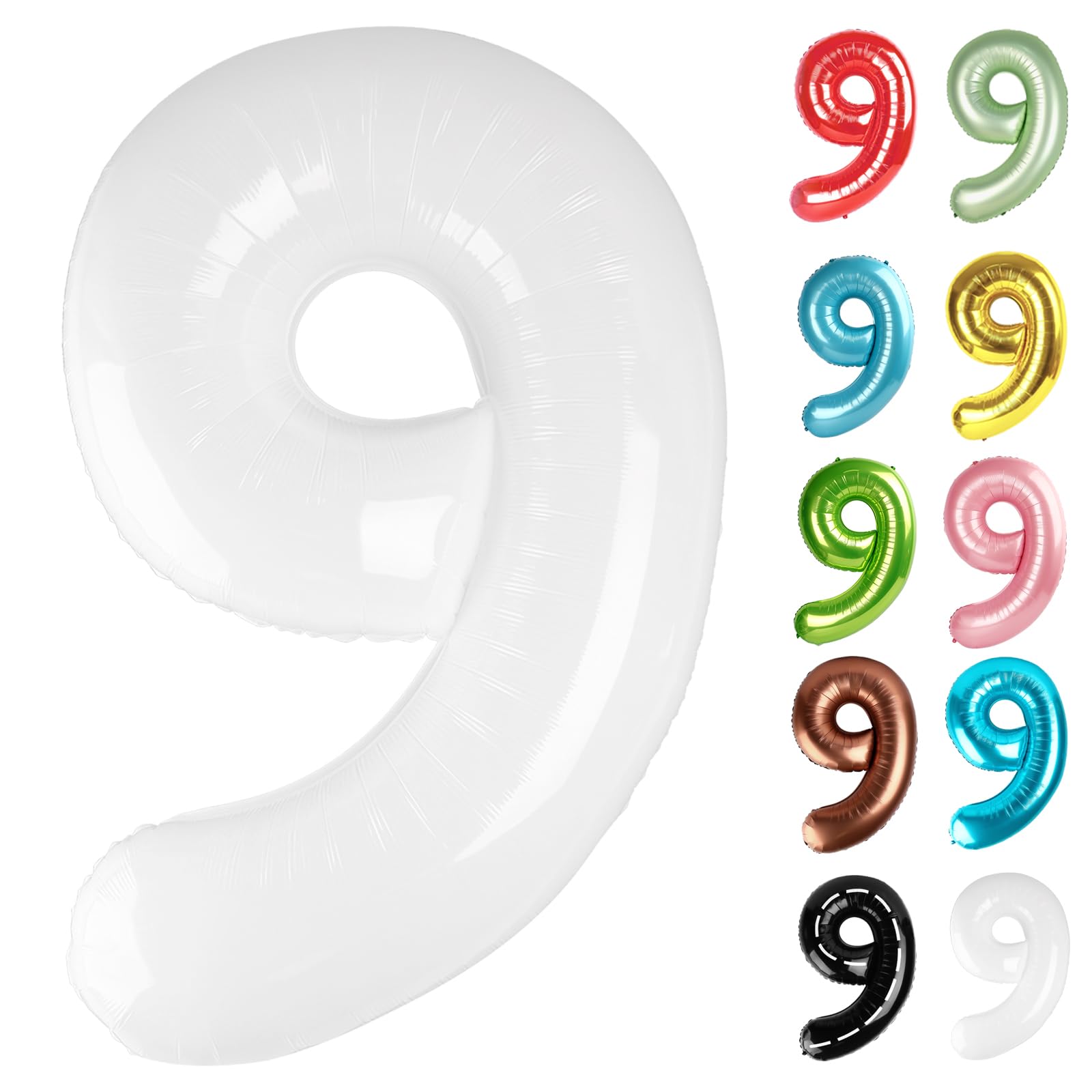 IWERP White Number 9 Balloon 40-Inch for a bold birthday photo backdrop