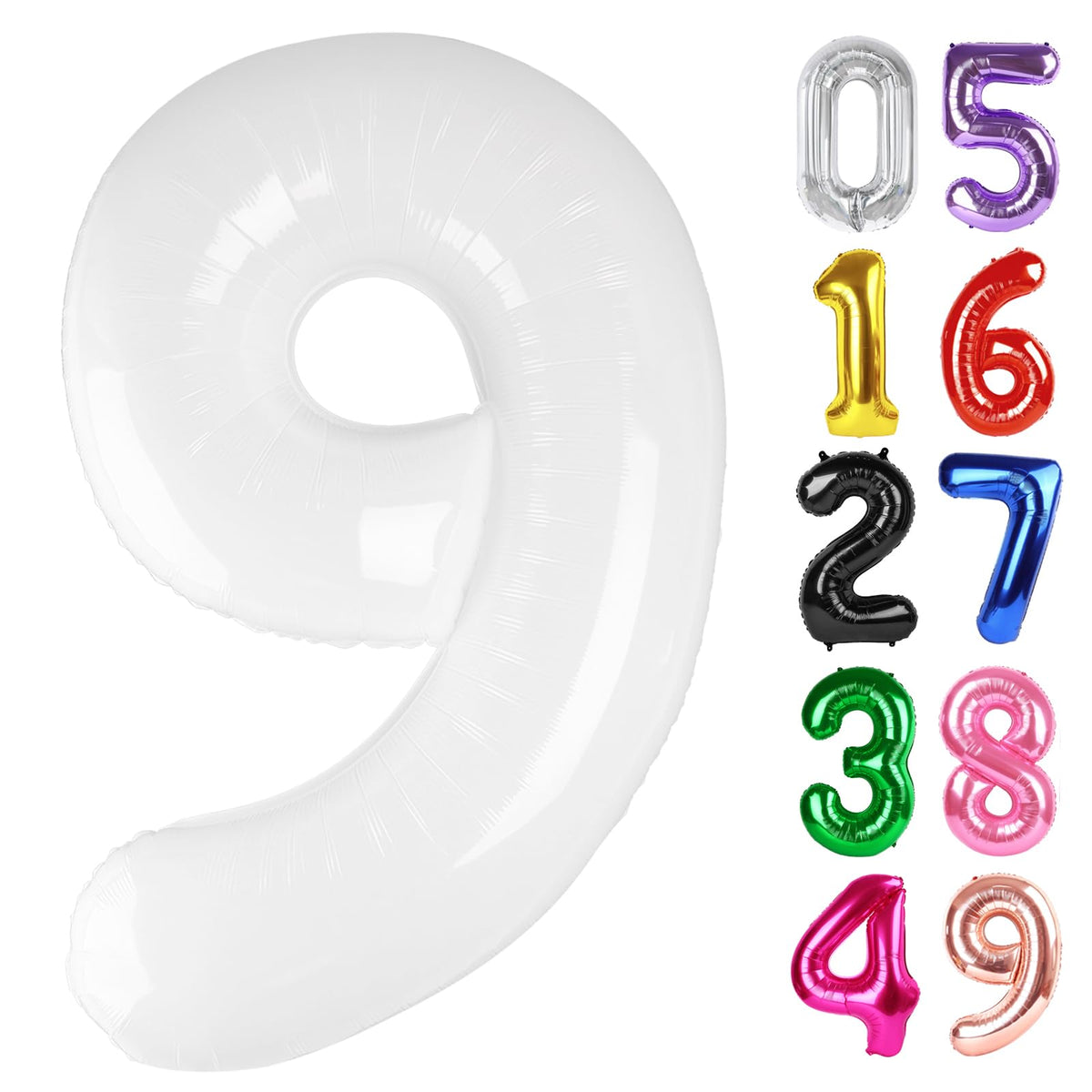 IWERP White Number 9 40-inch balloon for dramatic photo backdrops.