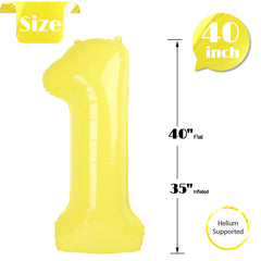 IWERP yellow 1st birthday balloon as a photo prop and centerpiece.