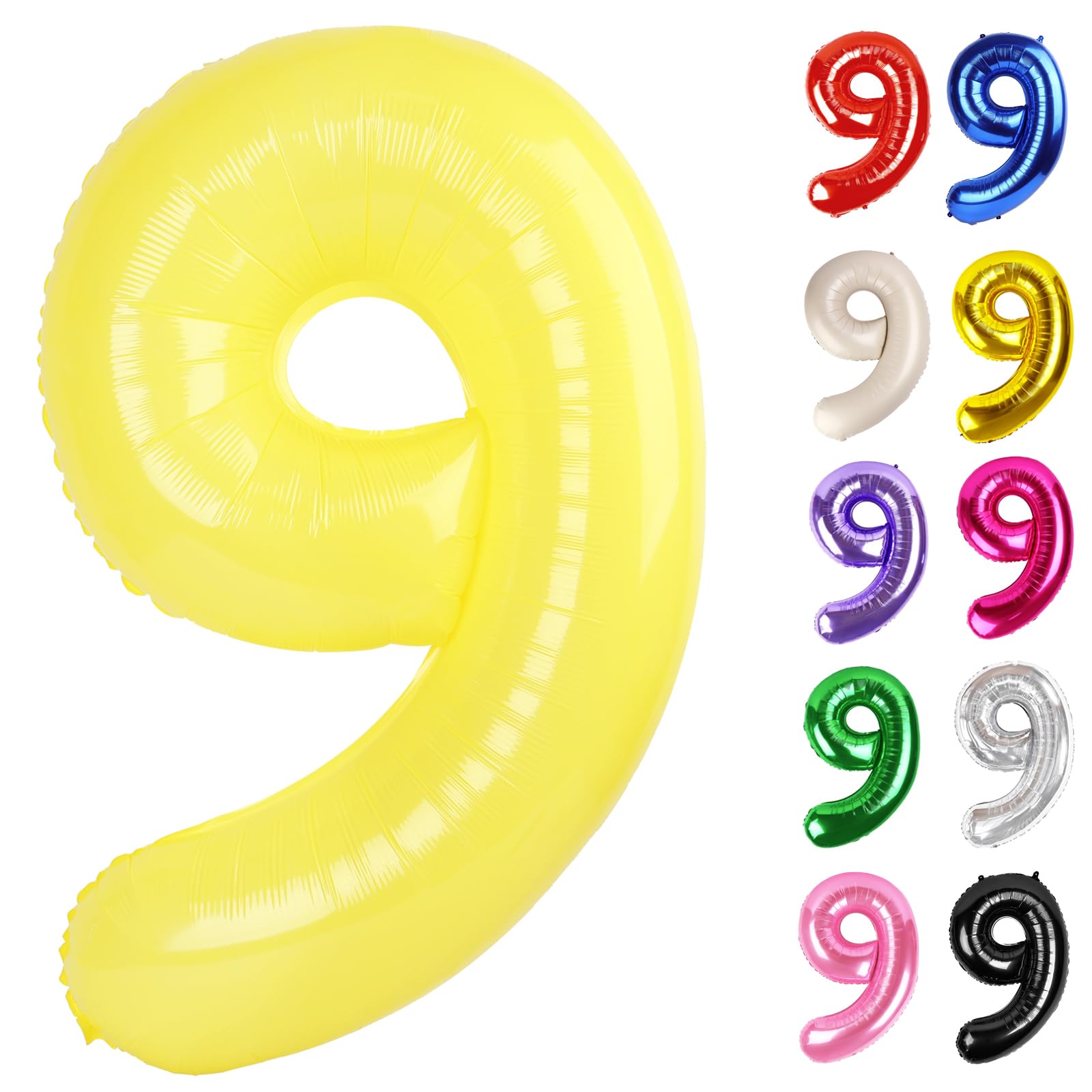 IWERP yellow 40-inch number 9 balloon for dramatic photo backdrop.