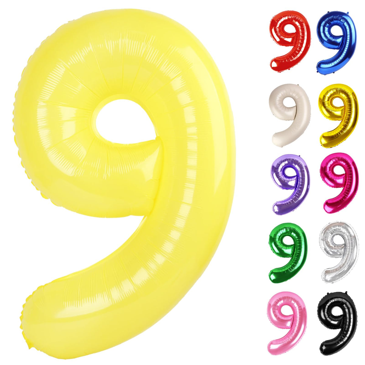 IWERP yellow 40-inch number 9 balloon for dramatic photo backdrop.