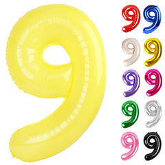 IWERP yellow 40-inch number 9 balloon for dramatic photo backdrop.