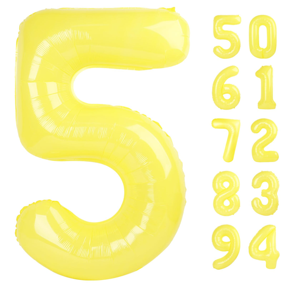 IWERP Yellow 5 Balloon 40inch front view boosts birthday photo backdrop with vibrant color.