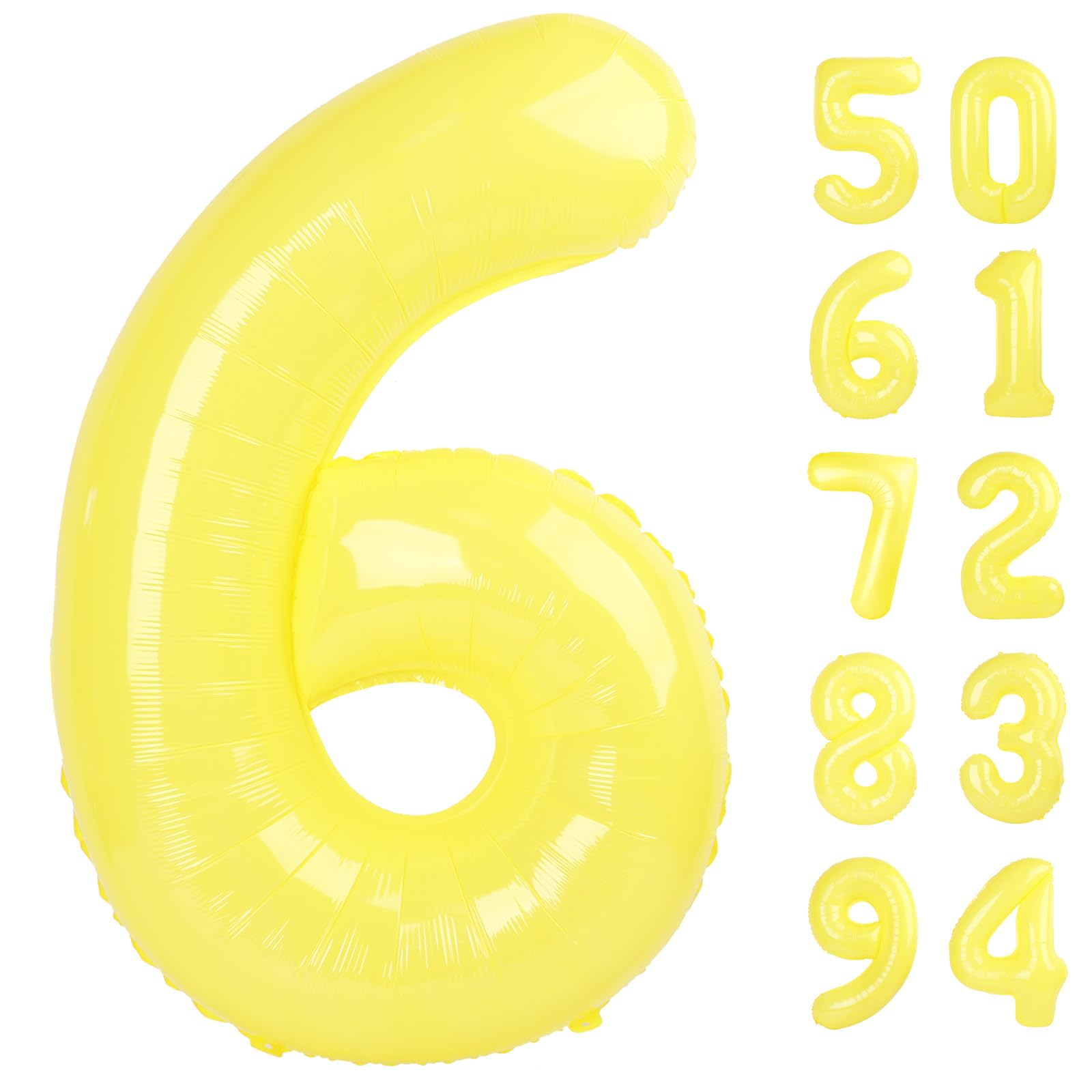 IWERP Yellow 6 balloon 40-inch creates a bold birthday backdrop for photos.
