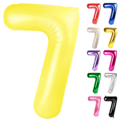 IWERP Yellow 7-balloon 40-inch front view for bold birthday photo backdrop.