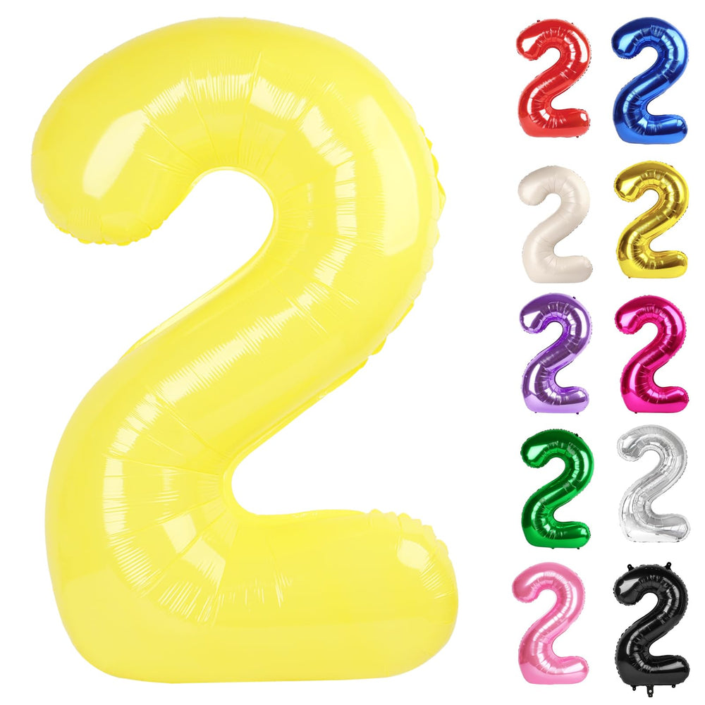 IWERP yellow number 2 balloon, 40-inch front view for festive photo moments