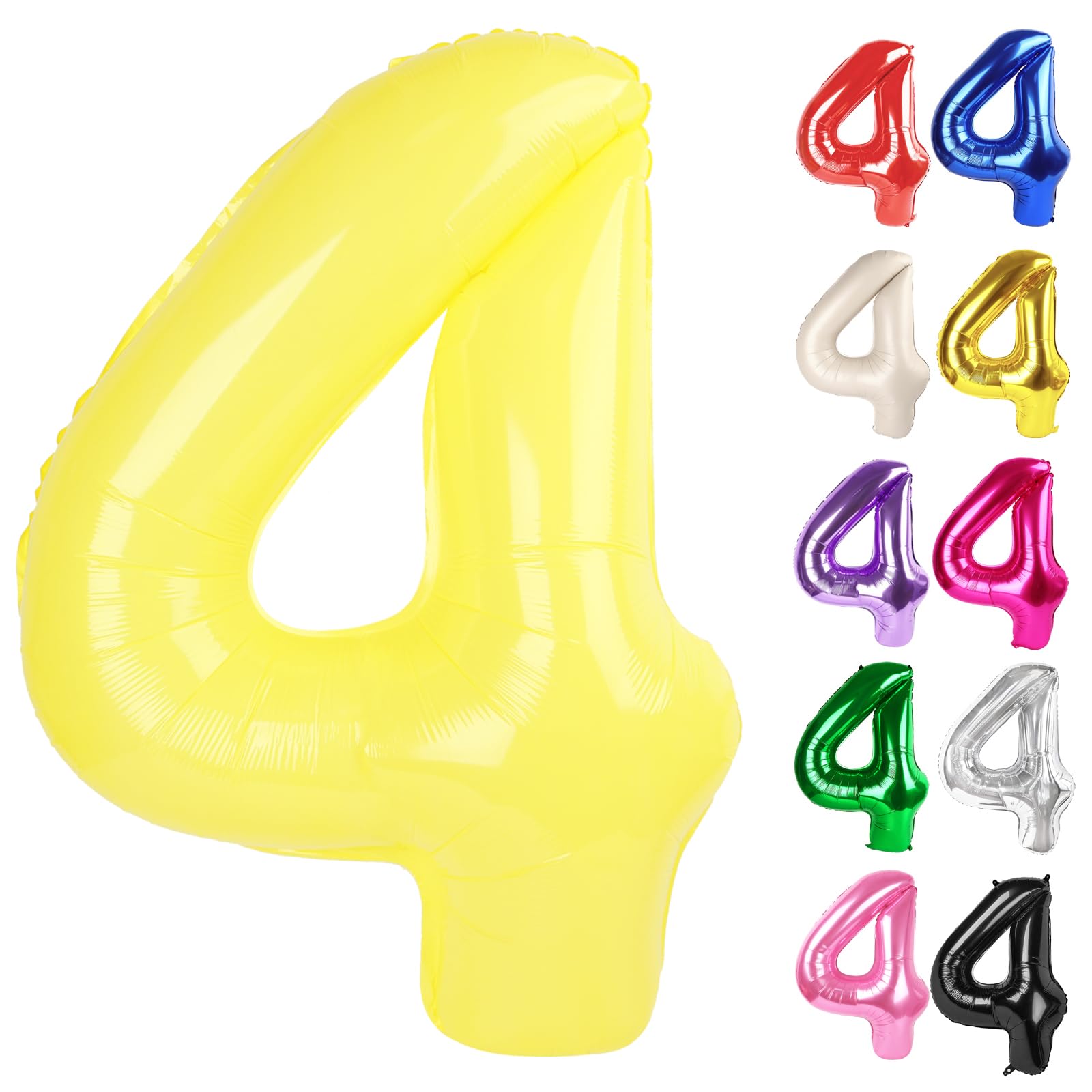 IWERP Yellow Number 4 balloon, 40-inch centerpiece for vibrant 4th birthday photos.