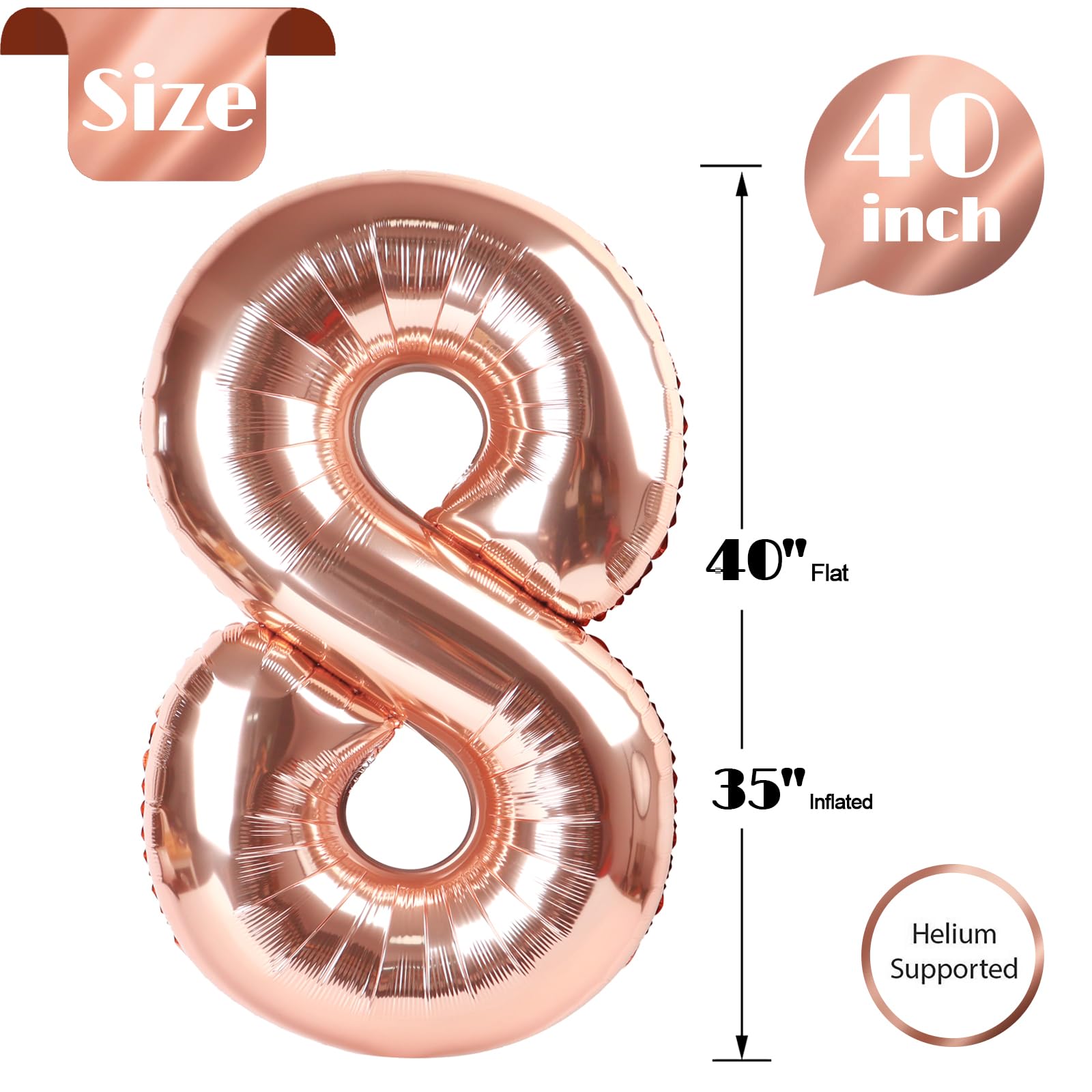 IWERP rose gold 8th birthday prop ideal for cute party photos