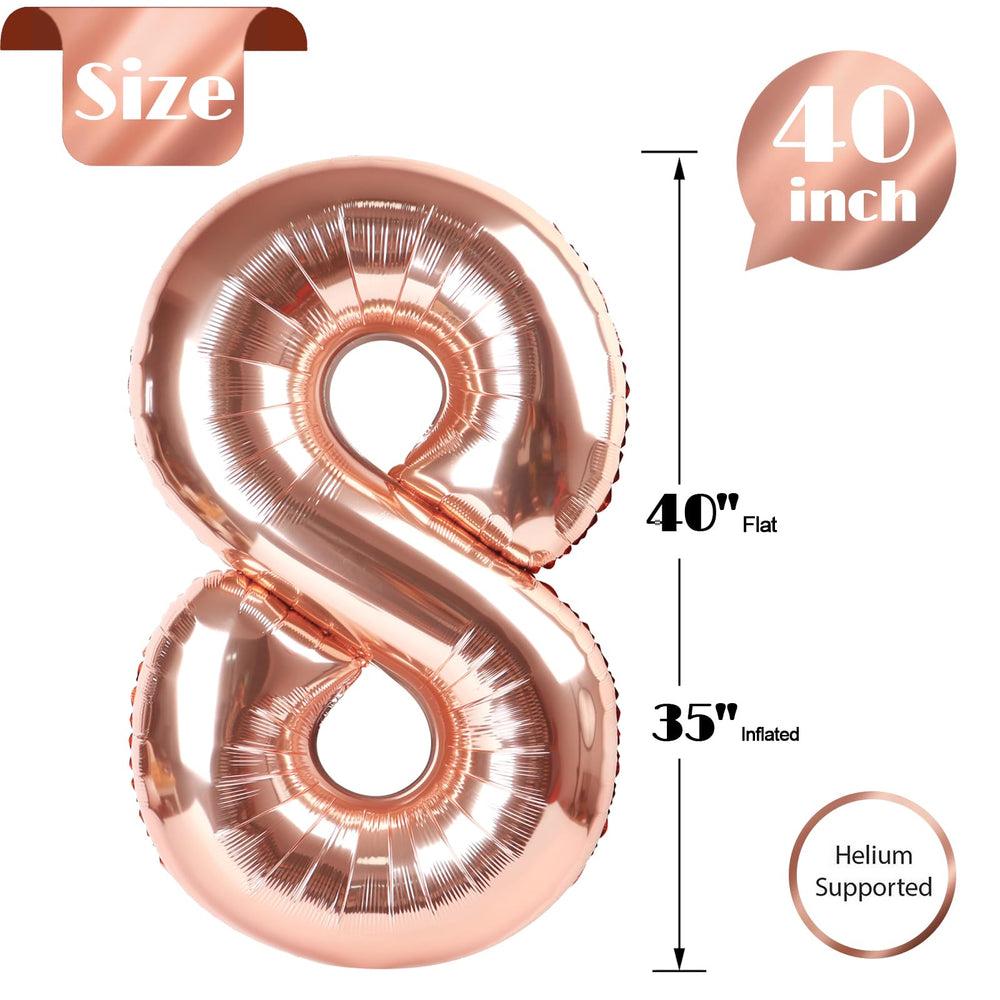IWERP rose gold 8th birthday prop ideal for cute party photos