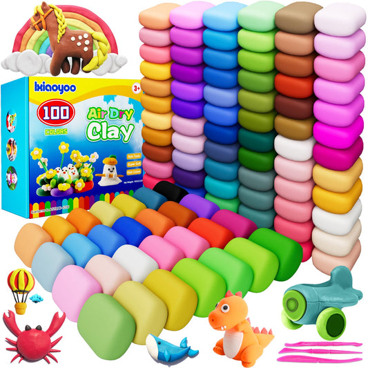 Ixiaoyoo air dry clay in 100 colors set for kids' crafts and creativity