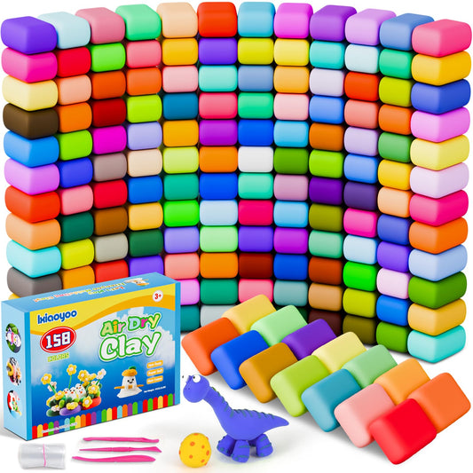 Ixiaoyoo air dry clay kit with 158 colors for vibrant kids' projects.