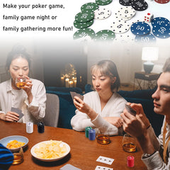 IXIGER poker chips sized 4 cm diameter for comfortable handling.