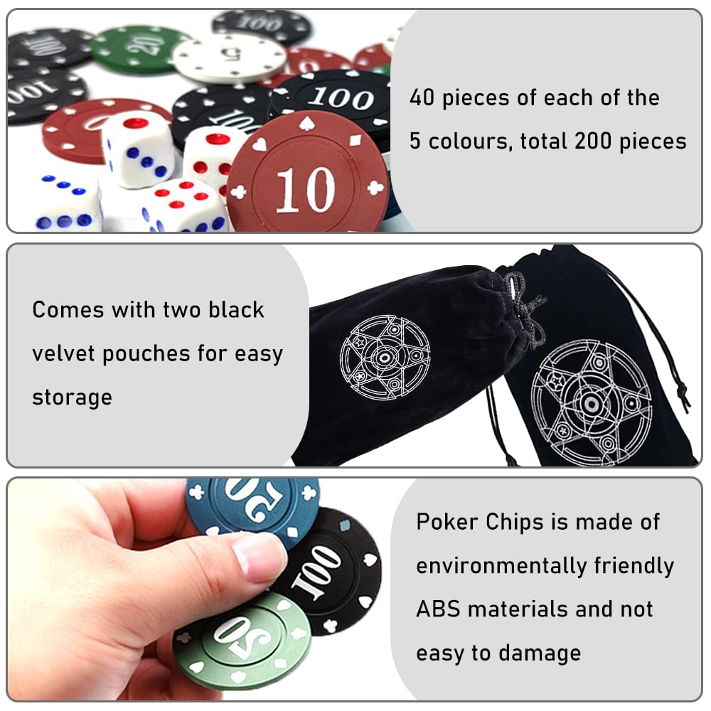 IXIGER poker chips and black velvet pouch for easy storage.