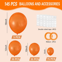 IXVAN 145pcs orange balloons in multiple sizes for versatile decorations