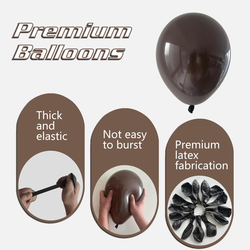 IXVAN dark brown 10-inch balloons bundle for balanced decor.