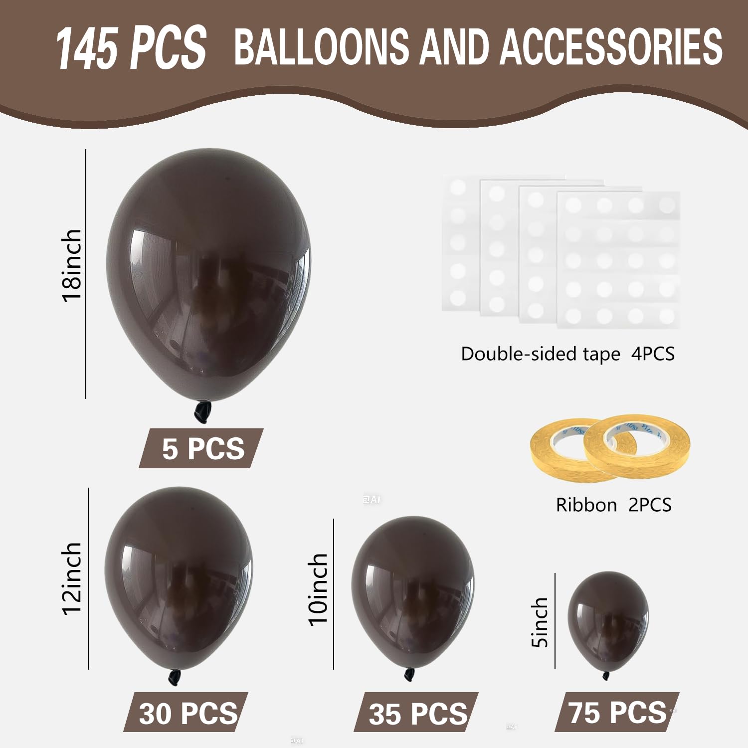 IXVAN dark brown 12-inch balloons for versatile garland designs.