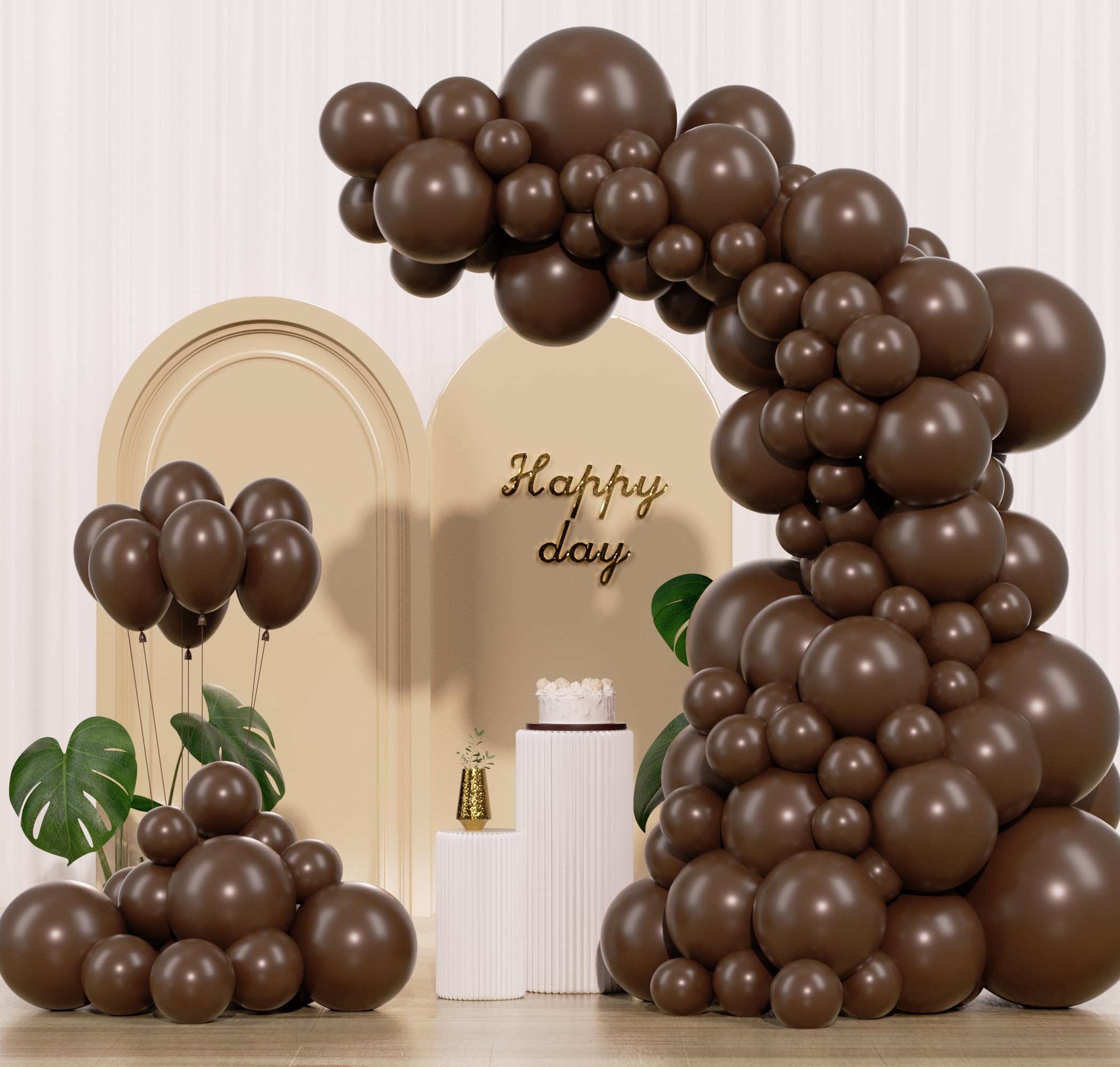 IXVAN dark brown 18-inch balloons for elegant arches and backdrops.