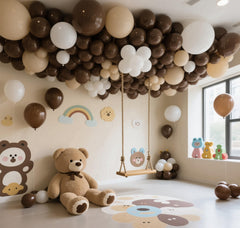 IXVAN dark brown 5-inch balloons for delicate accents and depth.