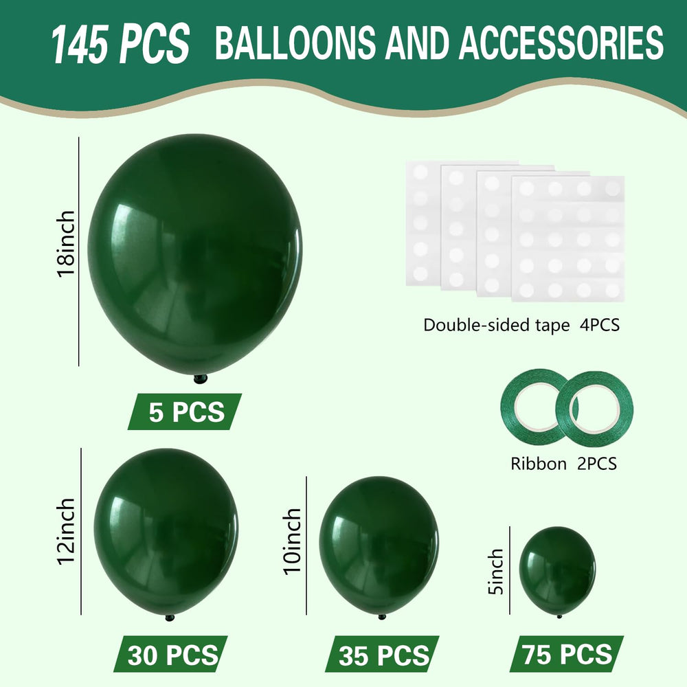 IXVAN 12-inch dark green balloons create lush garland party backdrops.