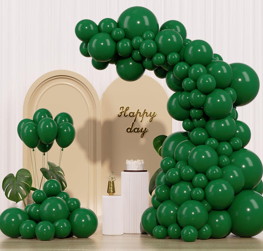 IXVAN dark green 18-inch balloons for bold ceiling or arch decorations.