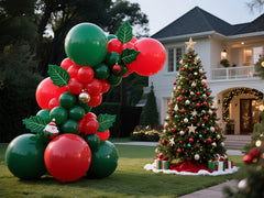 IXVAN 5-inch dark green balloons add texture to garlands.