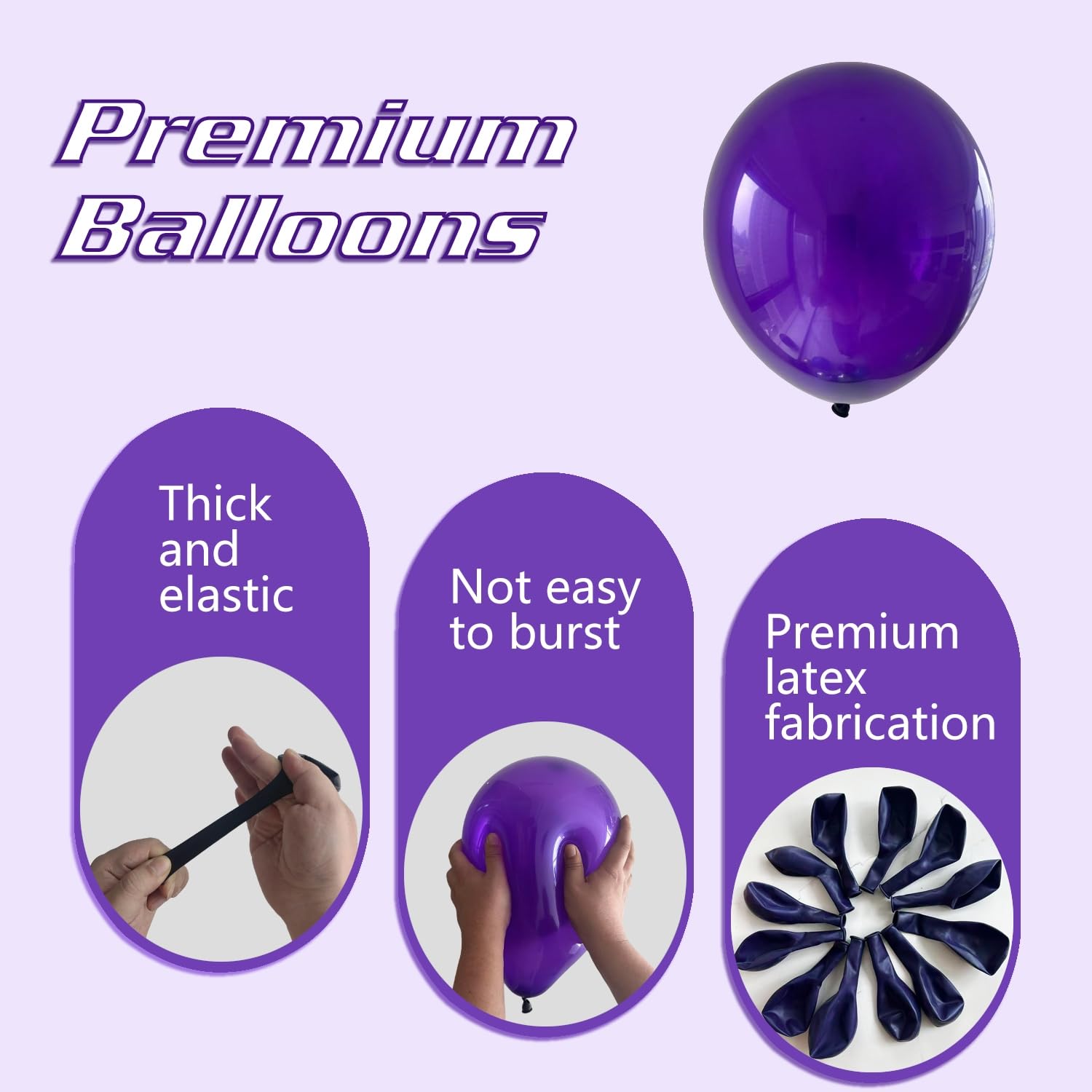 IXVAN dark purple balloons 12in suited for elegant wedding and graduation decor