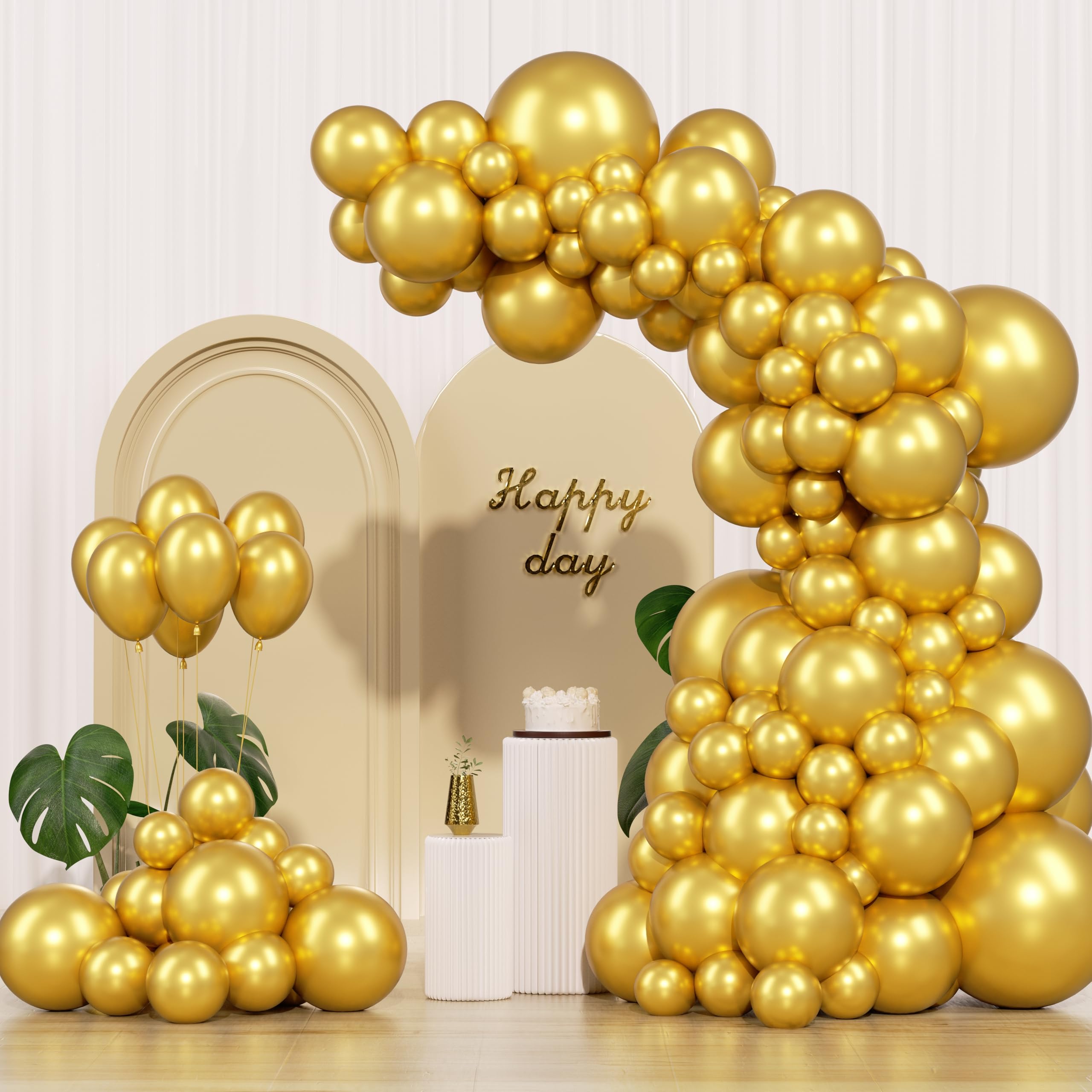IXVAN metallic gold balloons 18 inch cluster ideal for eye catching arches and centerpieces