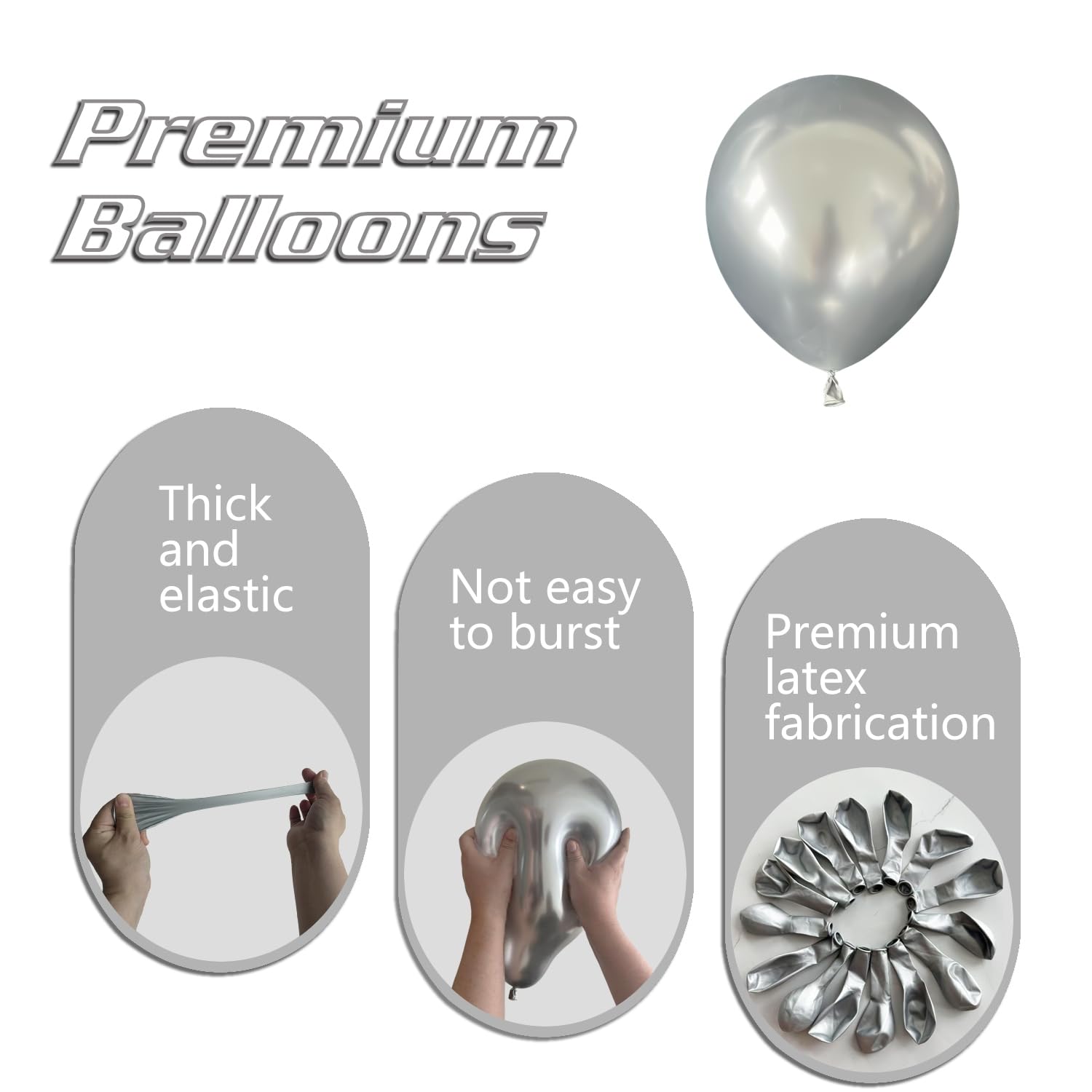 IXVAN metallic silver balloons 10 inch versatile small balloons for arches