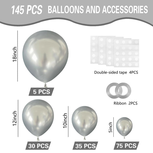 IXVAN metallic silver balloons 12 inch ideal for garlands and centerpieces