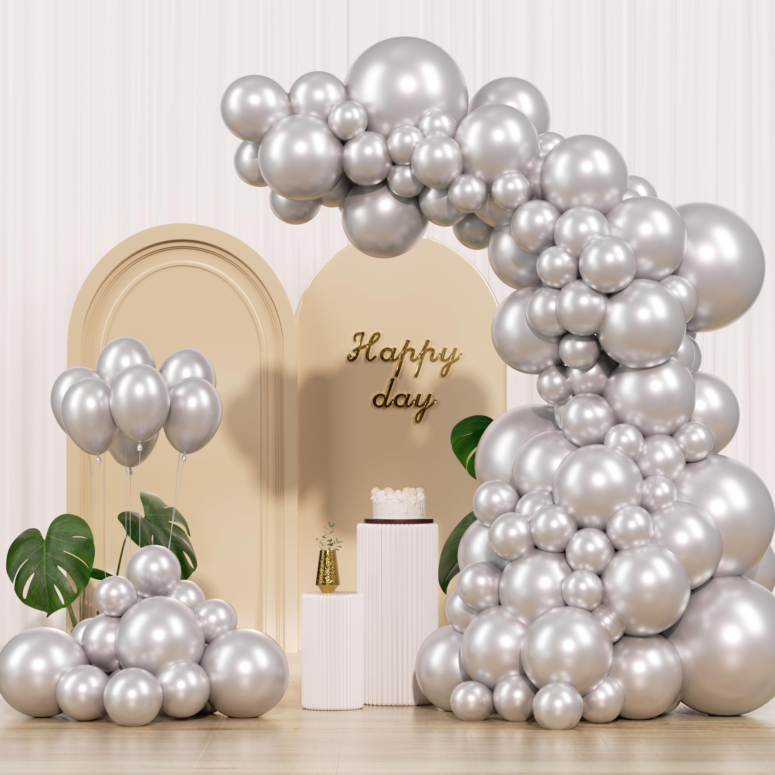 IXVAN metallic silver balloons 18 inch for event backdrops
