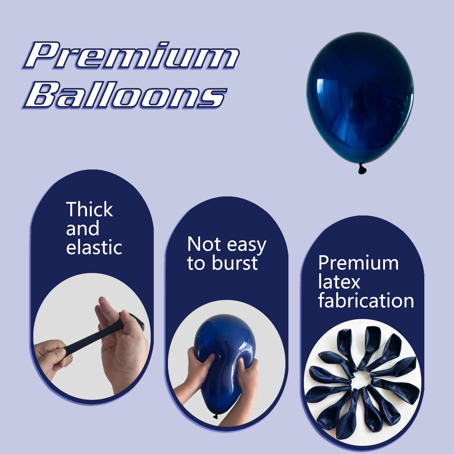 IXVAN navy blue 10-inch balloons ideal for mixed garlands.