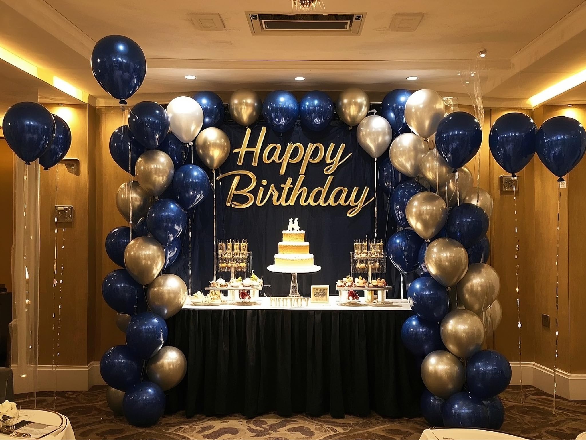 IXVAN navy blue 5-inch mini balloons for finishing touches.