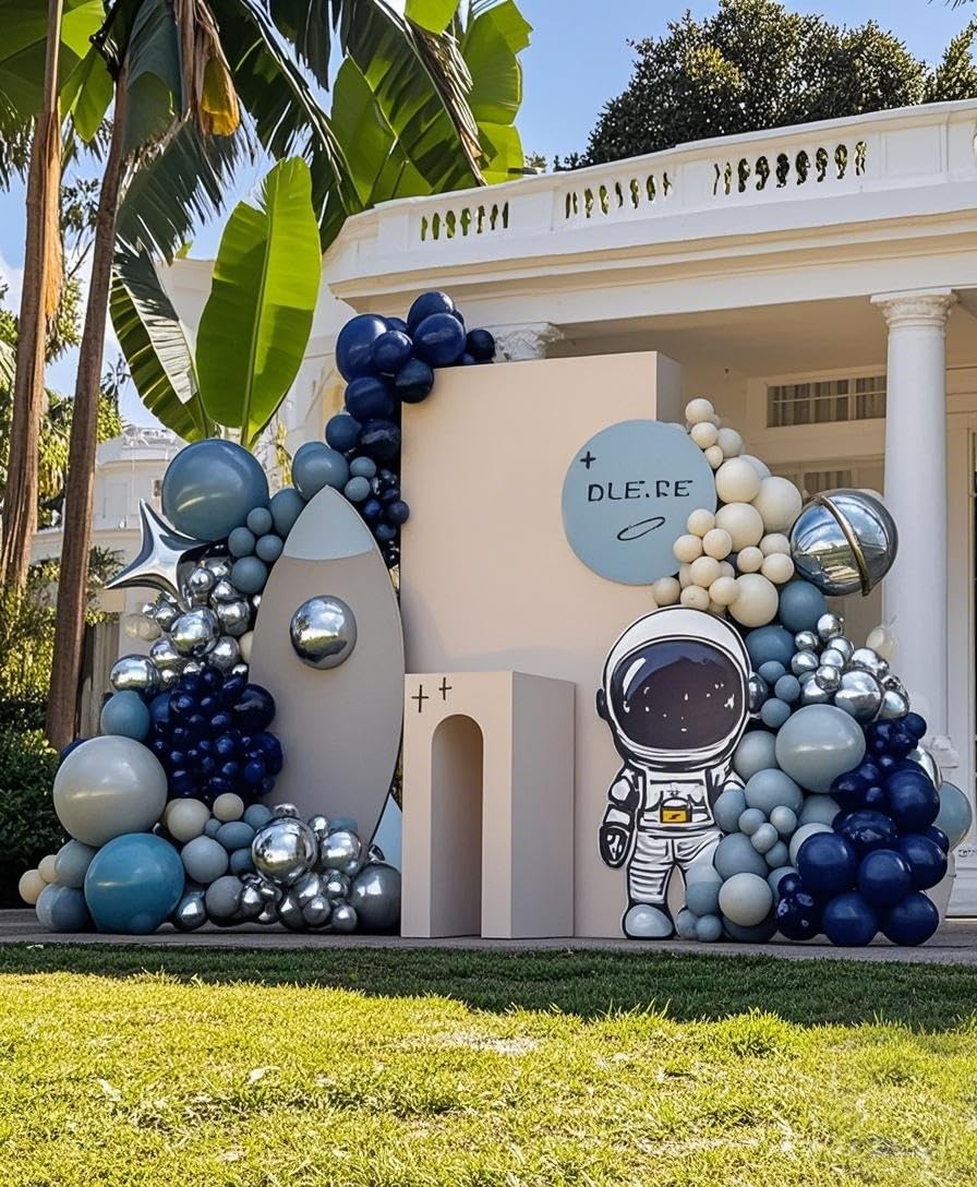 IXVAN navy blue balloon setup with versatile party decor ideas.