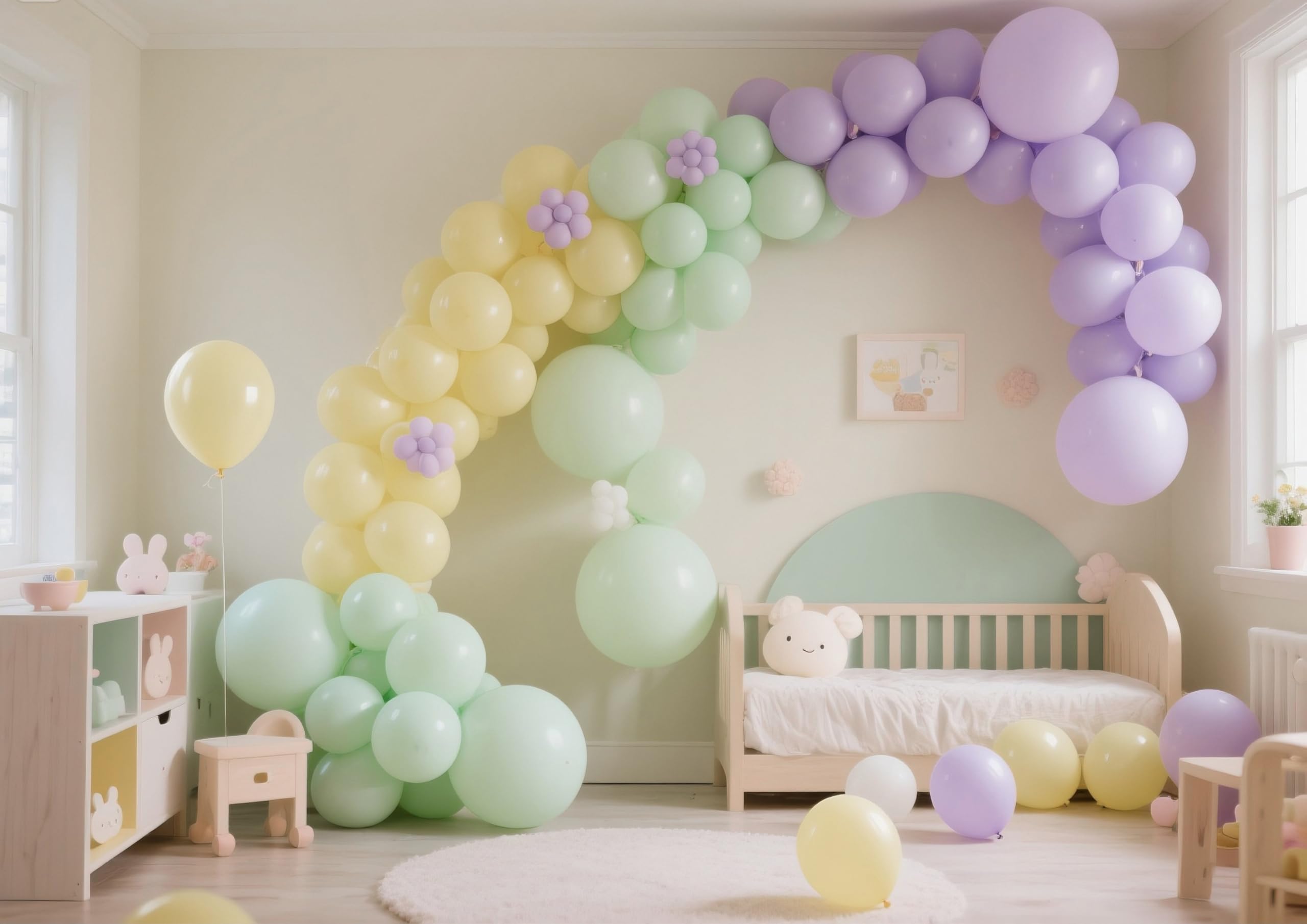 IXVAN pastel green balloon garland arch setup for events
